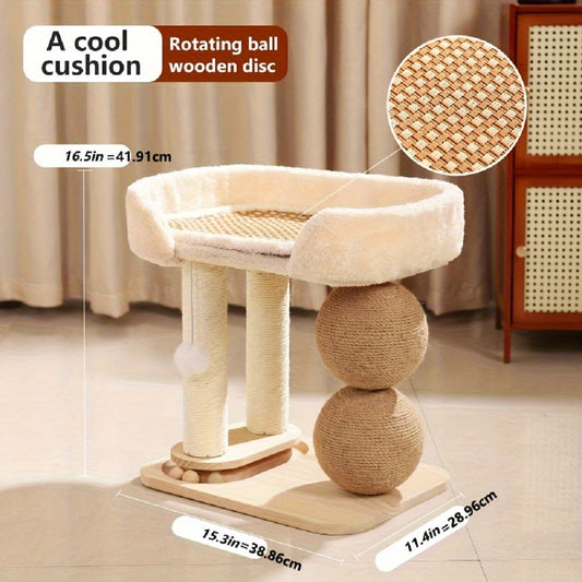 Cool Mat Cat Climbing Frame Bed With Sisal Column And Ball