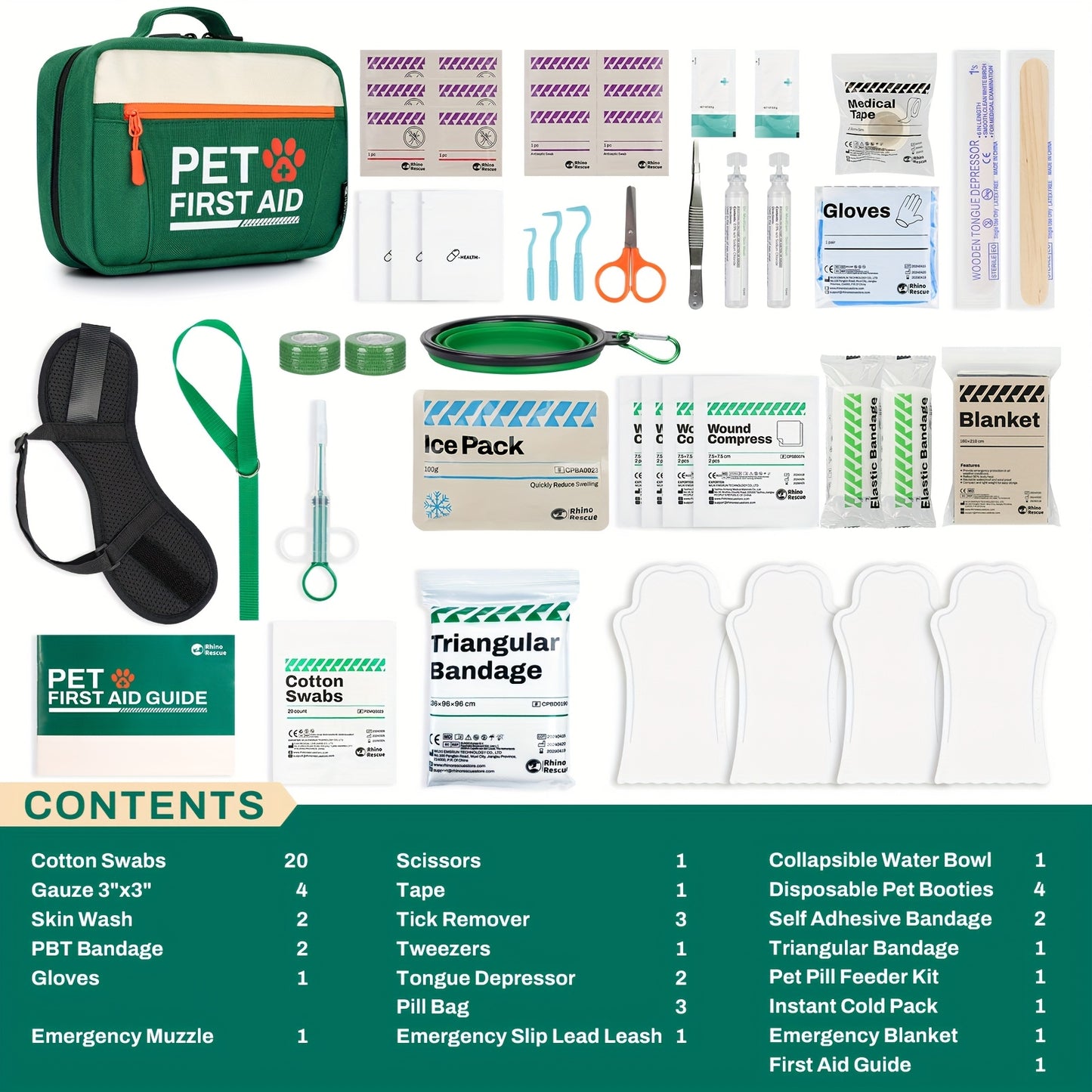 Rhino Rescue Pet First Aid Kit For Dogs And Cats Emergency
