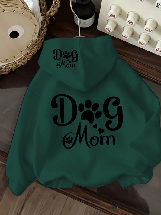 Women's Dog Mom Hoodie Red Cozy Sweatshirt with Pocket Perfect for Fall and Winter