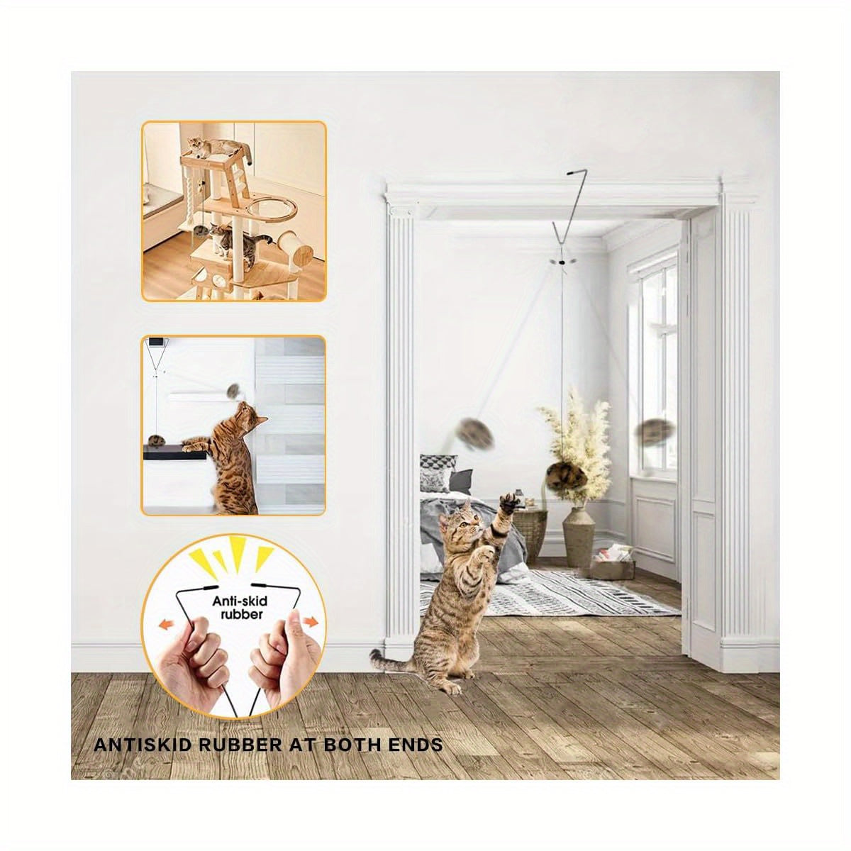 3 Pack Interactive Door Hanging Cat Toys For Indoor Cats