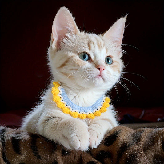 4pcs Handmade Knitted Pet Scarf Set Cute Doll Accessories for Cats and Dogs Christmas Gift