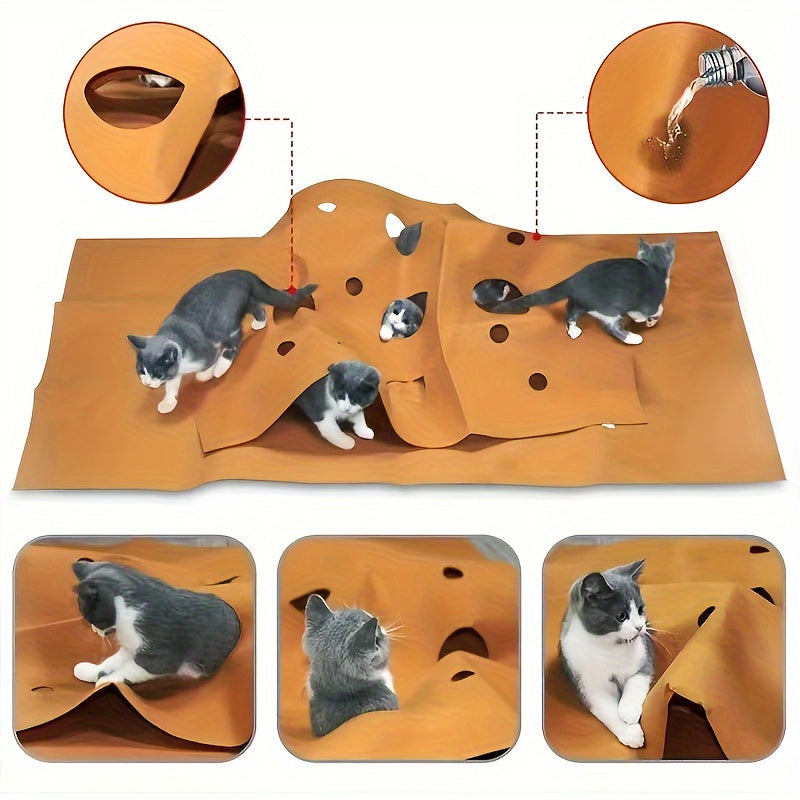 Interactive Cat Tunnel Play Mat Durable Polyester Maze Toy