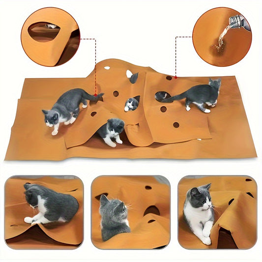 Interactive Cat Tunnel Play Mat Durable Polyester Maze Toy