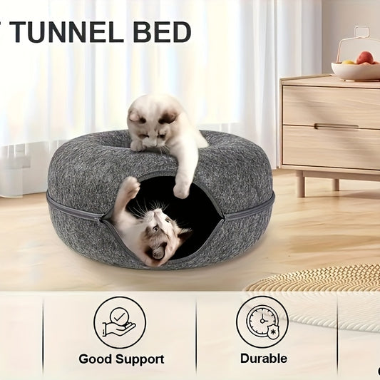Felt Cat Beds and Interactive Tunnel Cave Toys for Cats - Scratch Resistant and Stylish Design