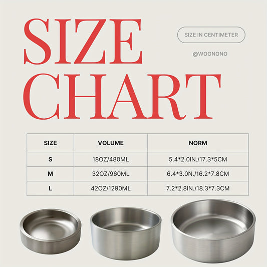 Stainless Steel Double Wall Insulated Dog Bowl with Non-Slip Base for Food and Water