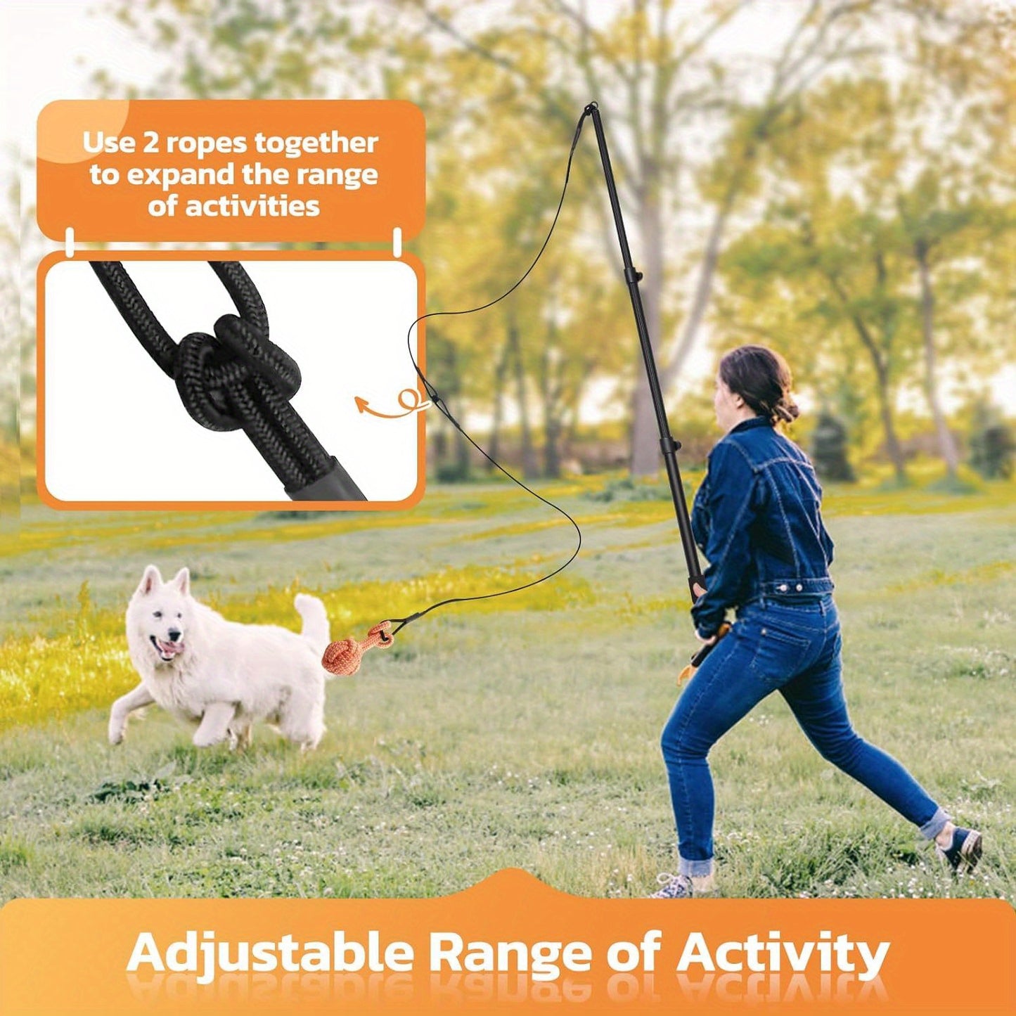 Loobani Dog Flirt Pole With Detachable Toys 40 Inch