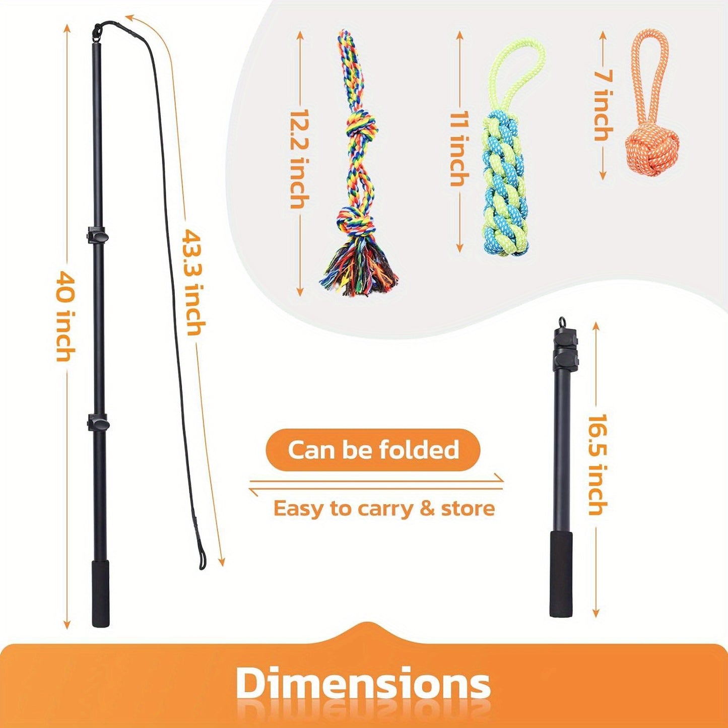 Loobani Dog Flirt Pole With Detachable Toys 40 Inch