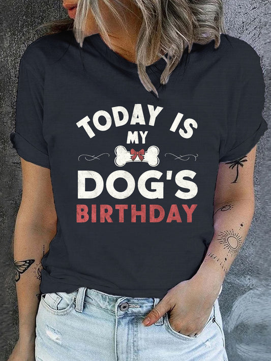 Dog's Birthday Women's Comfy T-Shirt with Geometric Pattern for All Seasons