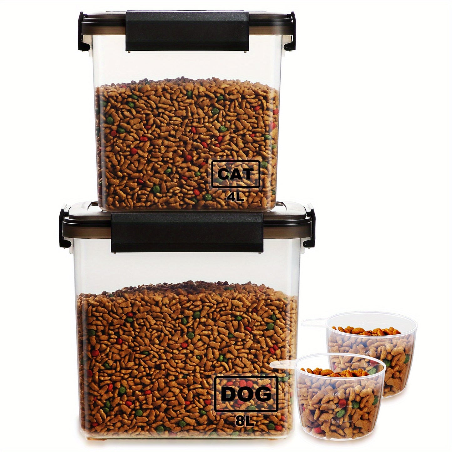 Airtight Stackable Dog And Cat Food Storage Containers Black