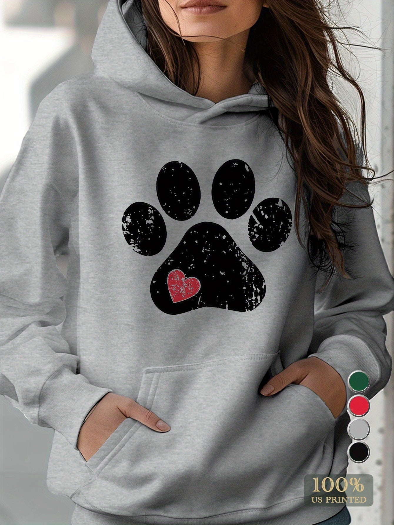 Love Paw Women's Hoodies Geometric Pattern 100 Percent Polyester Micro Elasticity