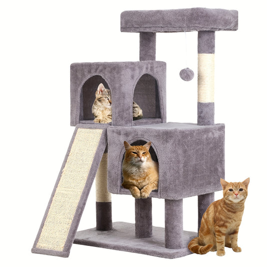 36 Inch Multi Tier Cat Climbing Shelf Cat Tree With Scratching Post And Play Ball