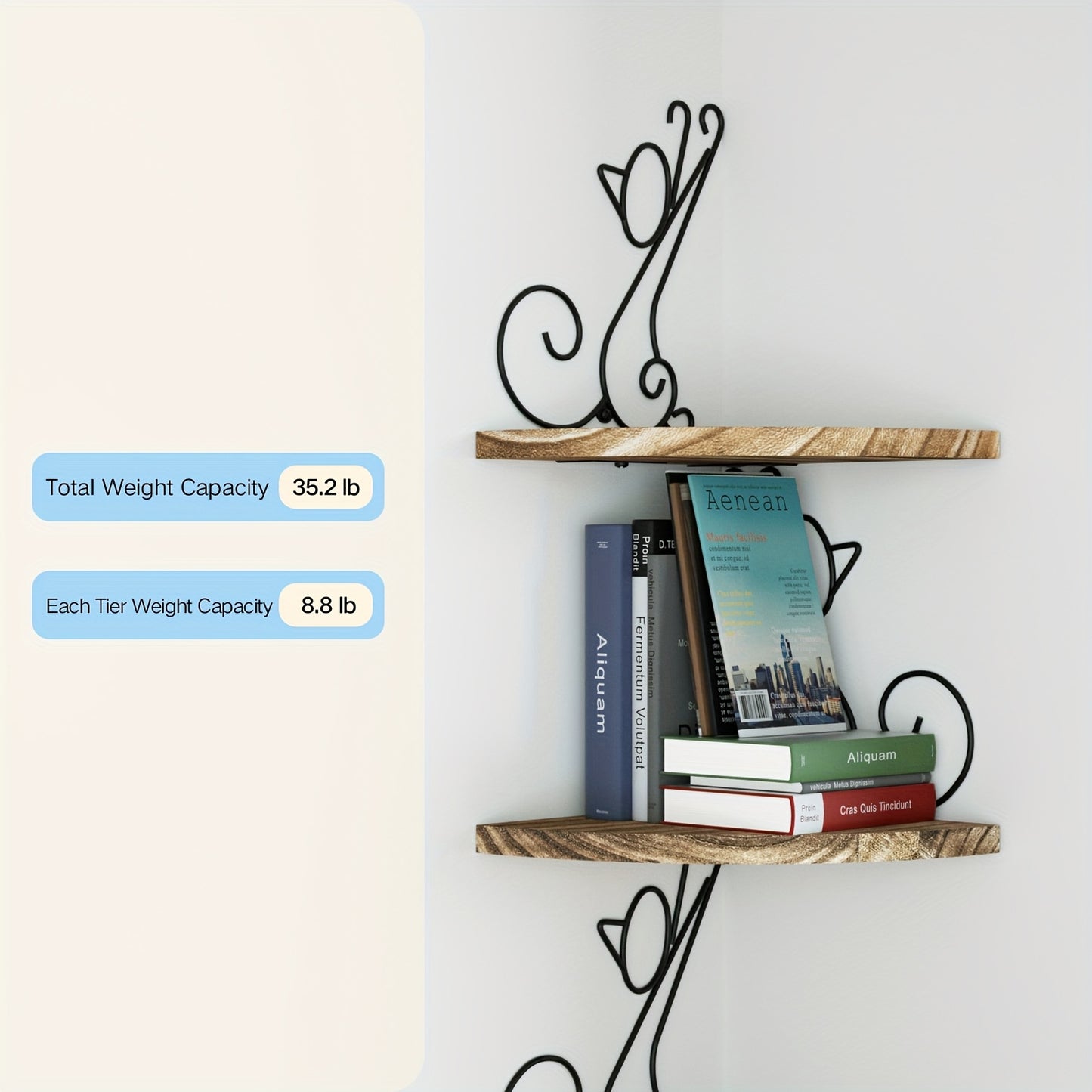 Cat Shaped Rustic Wood Corner Wall Shelves Carbonized Black