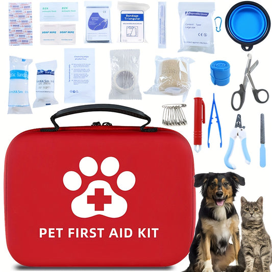 91pcs Portable Pet First Aid Kit for Dogs and Cats Ideal for Hiking Camping and Travel