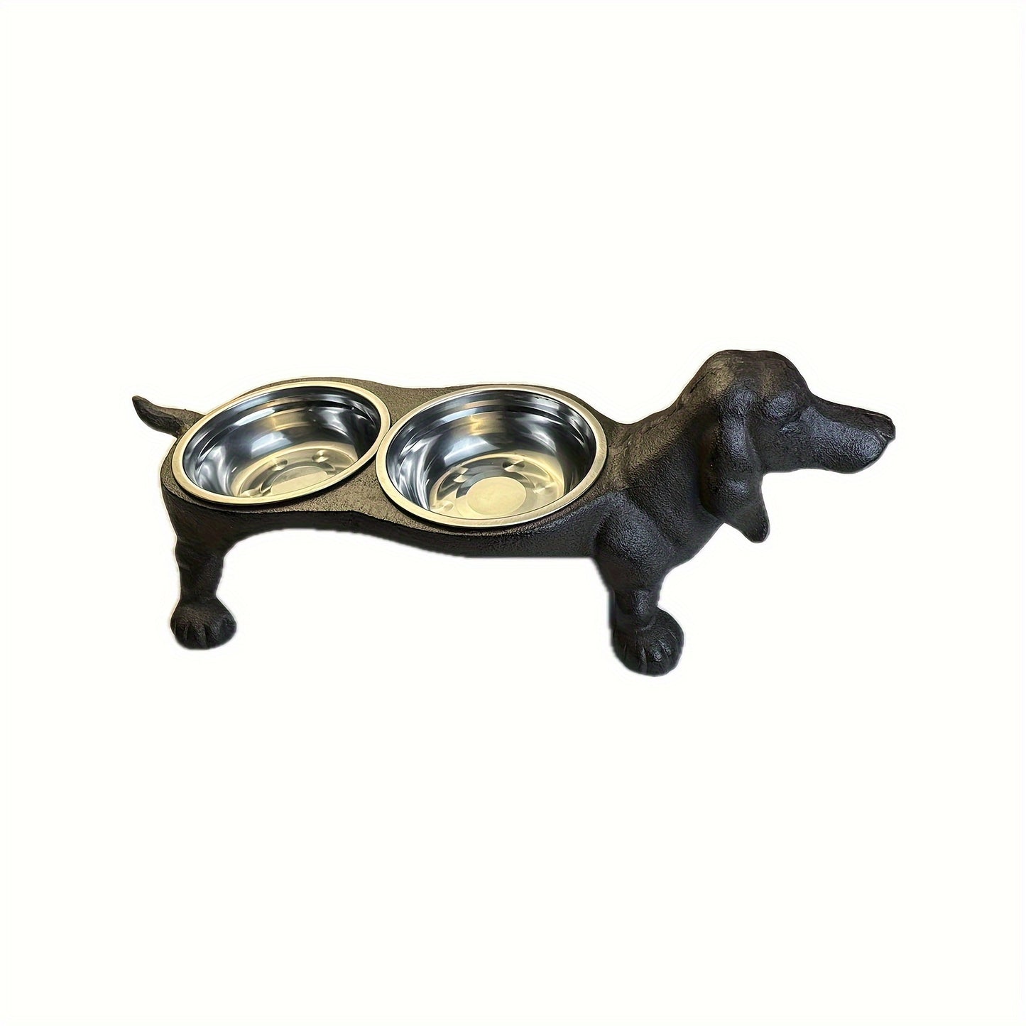 Cast Iron Pet Feeding Station With Stainless Steel Bowls