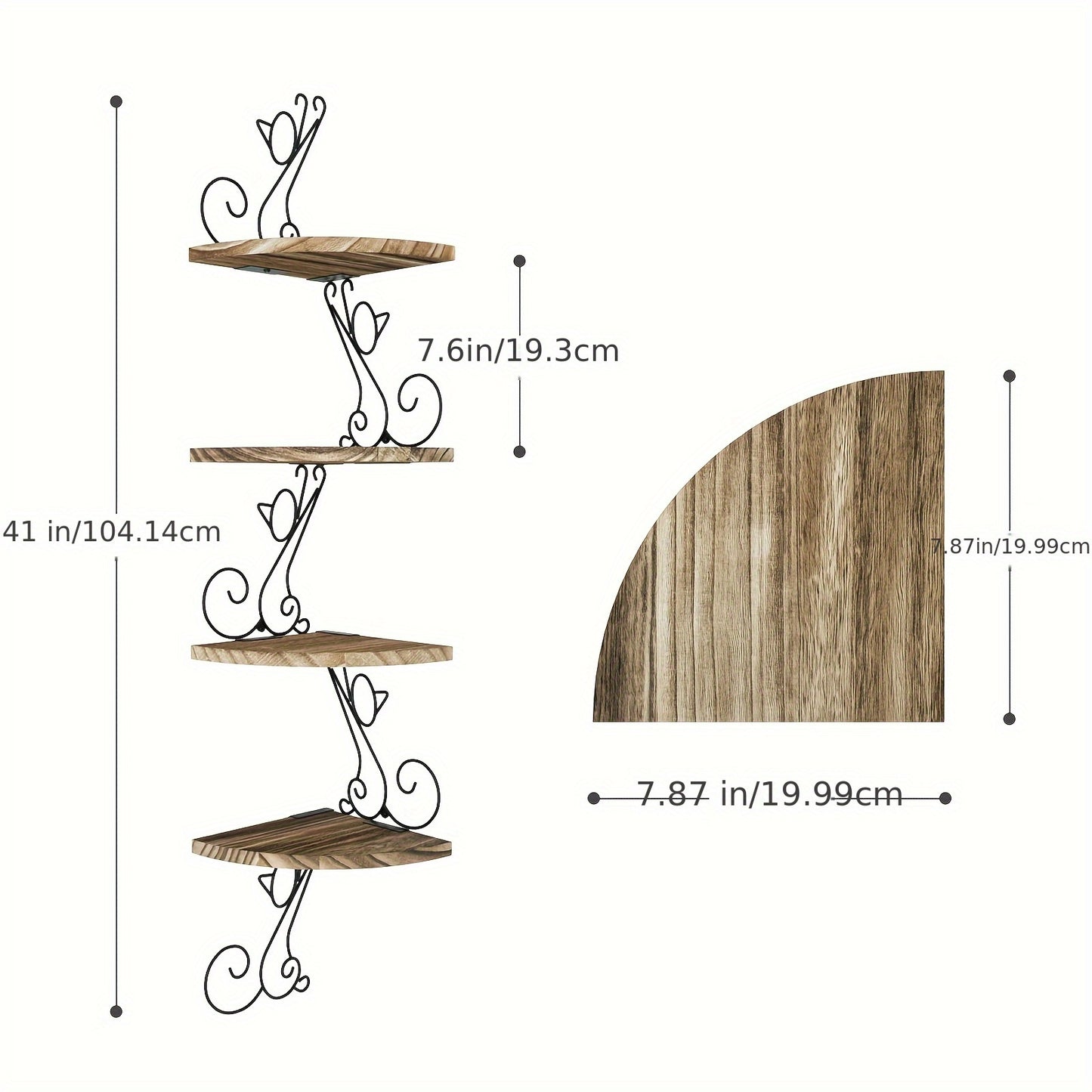 Cat Shaped Rustic Wood Corner Wall Shelves Carbonized Black