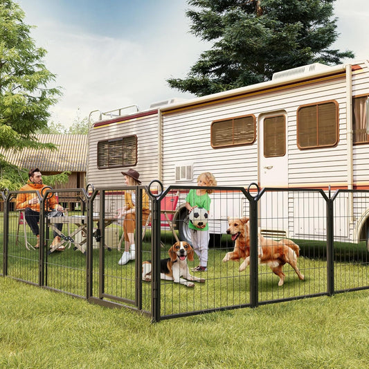 Large Portable Dog Playpen Octagonal With Gate 8 Panels