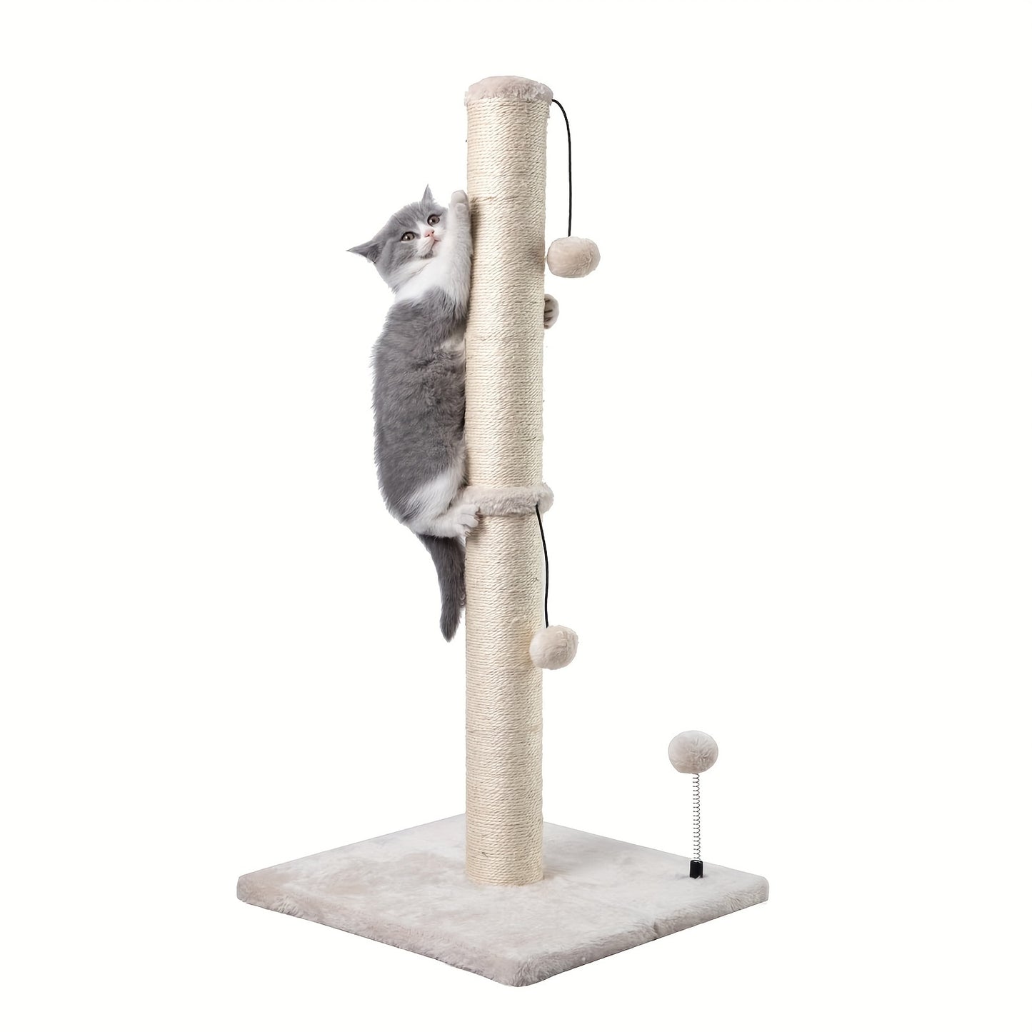 Ecoboom 34 Inch Tall Cat Scratching Post with Hanging Ball for Indoor Cats