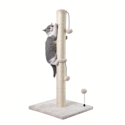 Ecoboom 34 Inch Tall Cat Scratching Post with Hanging Ball for Indoor Cats