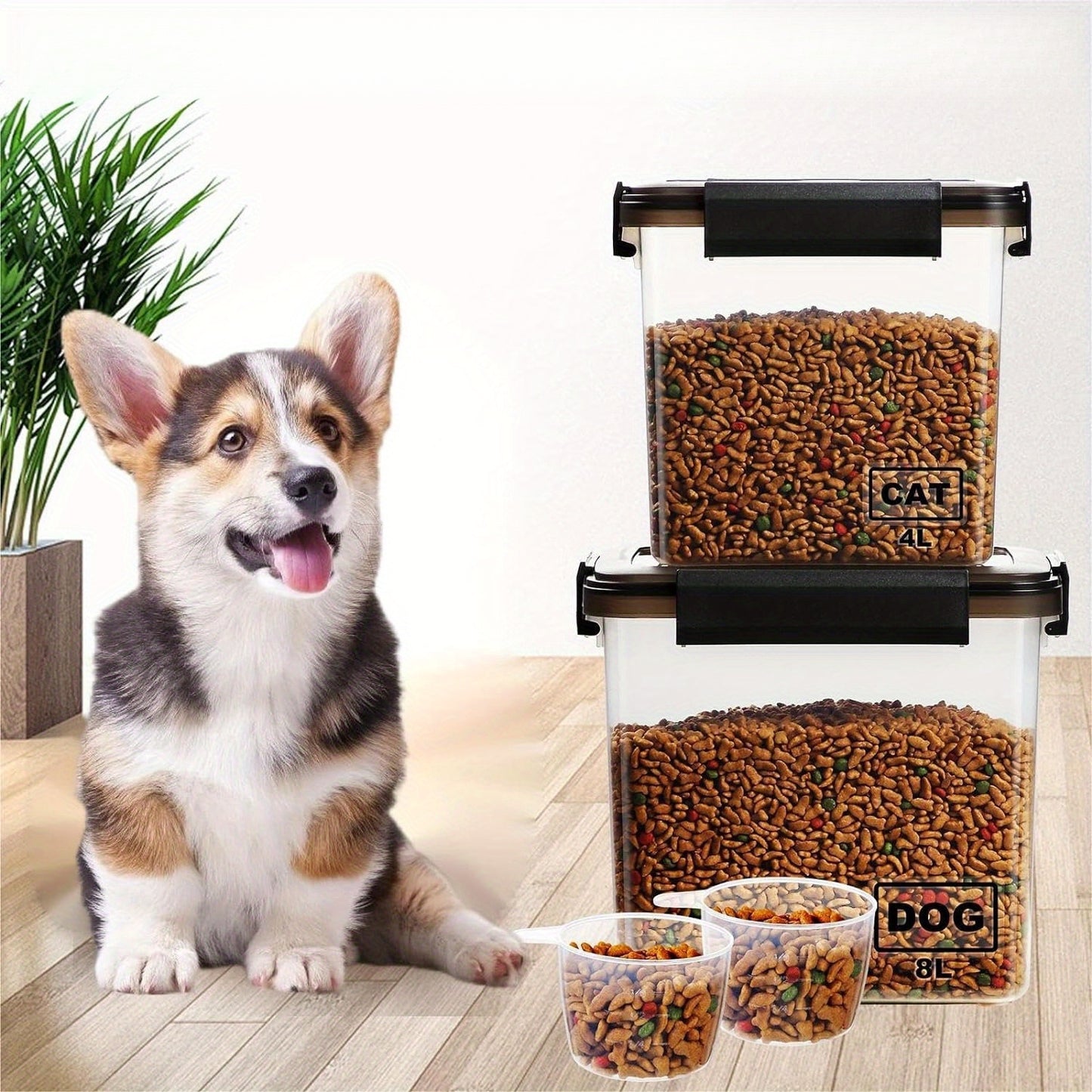 Airtight Stackable Dog And Cat Food Storage Containers Black