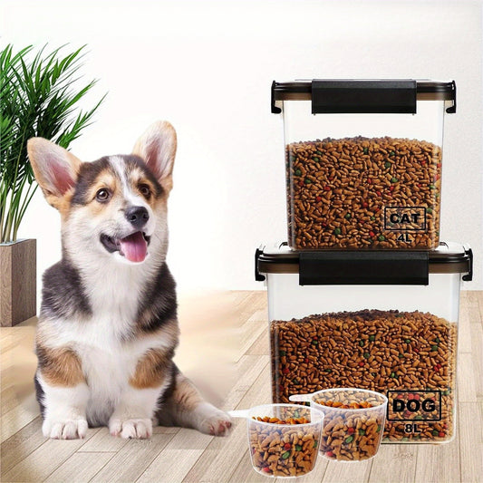 Airtight Stackable Dog And Cat Food Storage Containers Black