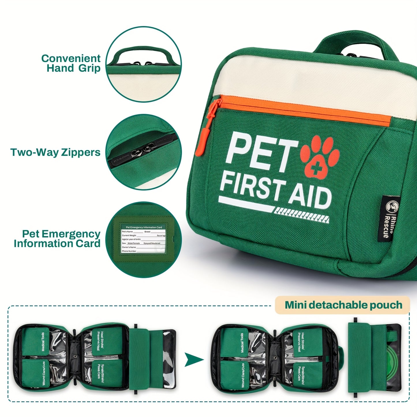 Rhino Rescue Pet First Aid Kit For Dogs And Cats Emergency