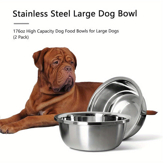 Stainless Steel Large Dog Bowl Set of 2 High Capacity 176oz Heavy Duty BPA Free