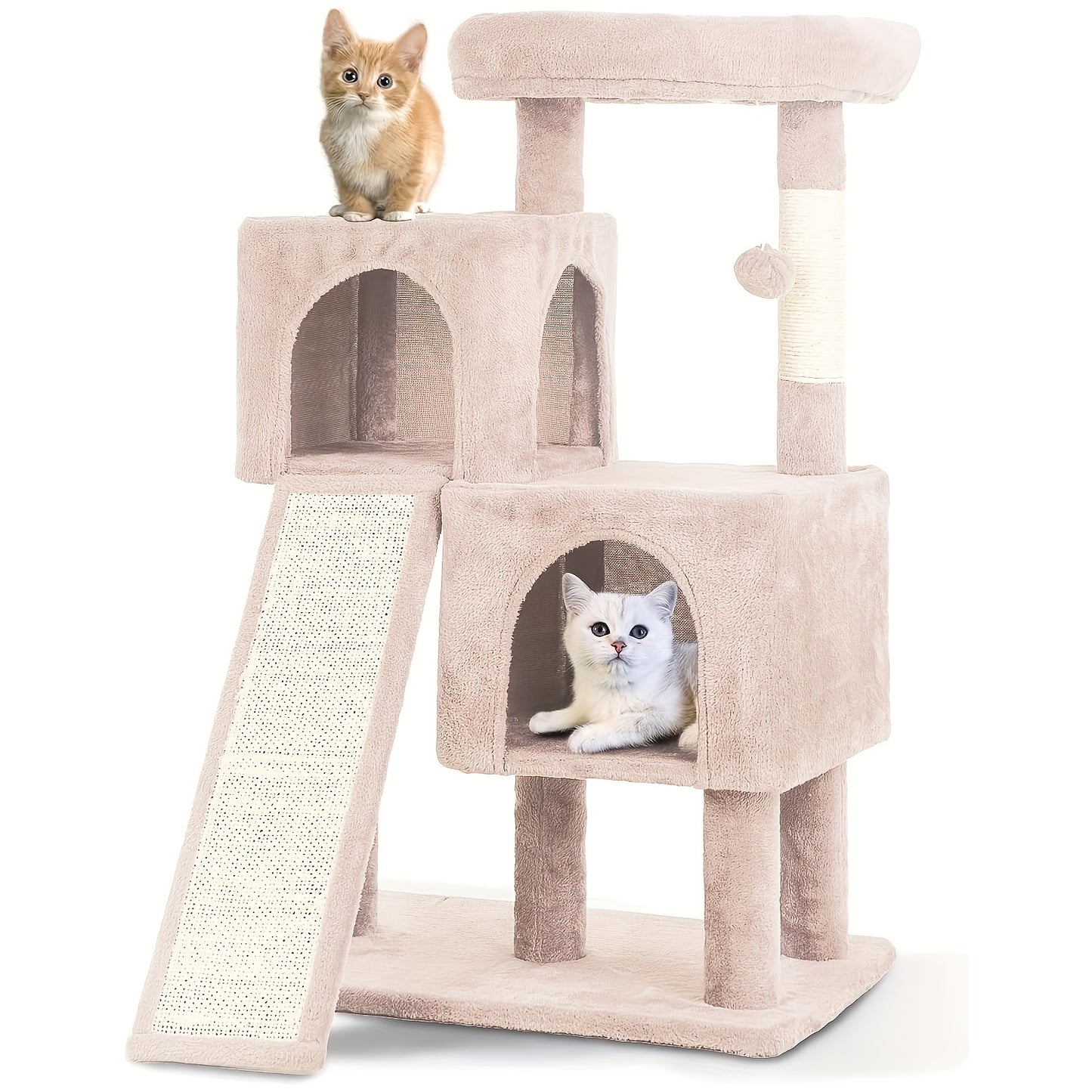 36 Inch Multi Tier Cat Climbing Shelf Cat Tree With Scratching Post And Play Ball