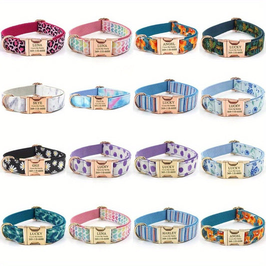 Personalized Dog Collar with Engraved Name and Phone for Medium and Large Dogs