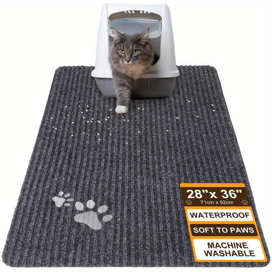 Cat Litter Mat Waterproof Non Slip Trapping Rug Soft Easy Clean for Scatter Control Grey