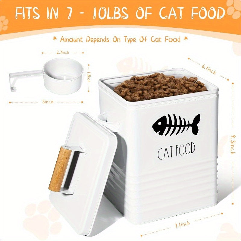 Airtight Cat Food Storage Container With Metal Lids