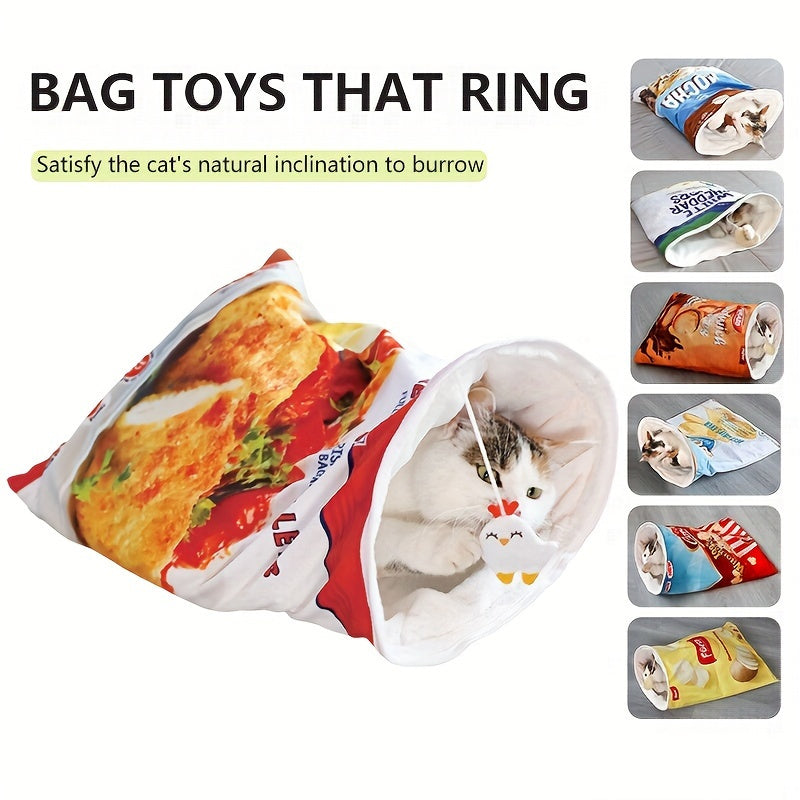 Pet Fueled Foldable Cat Tunnel Toy With Plush Fleece