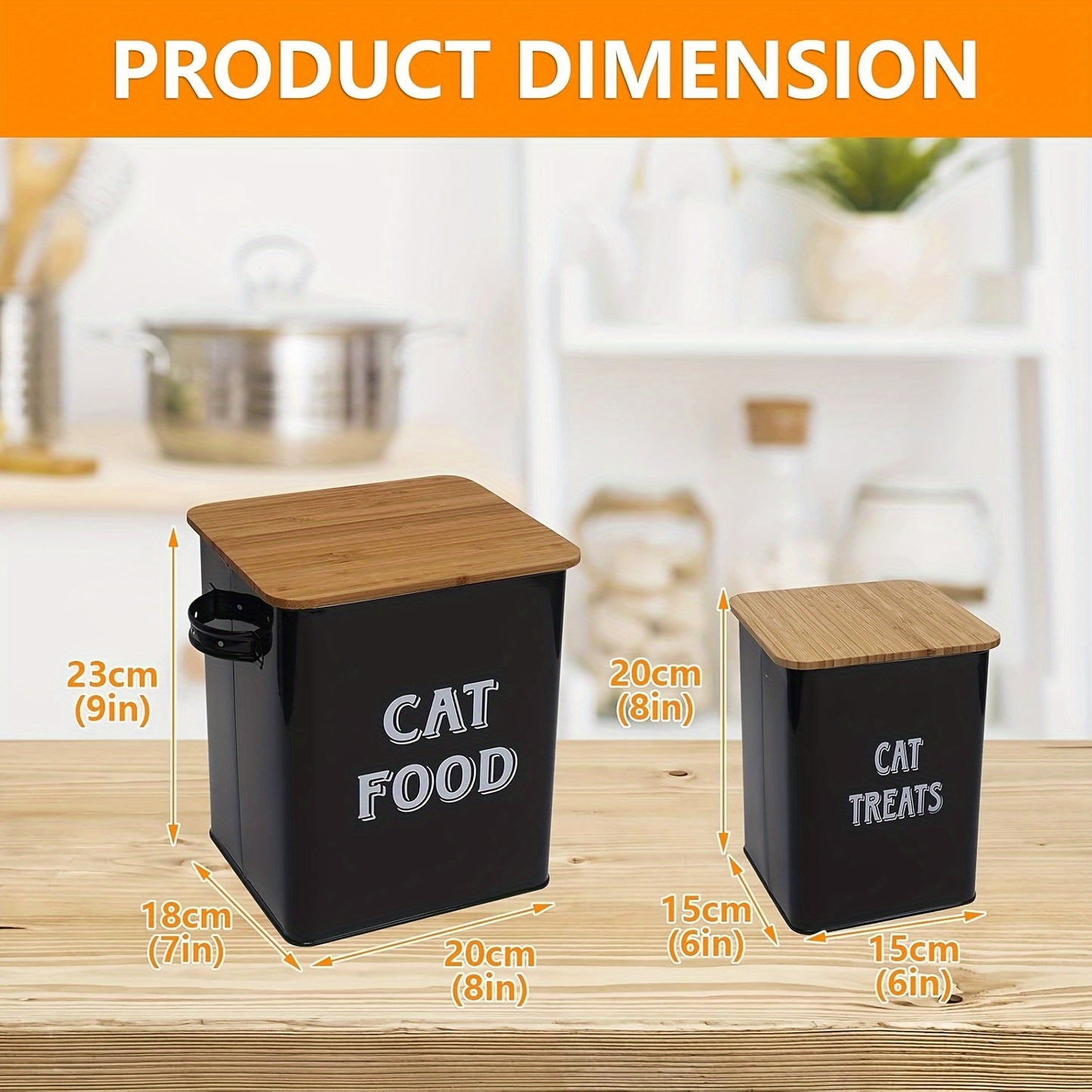 Pet Food Storage Canister Set With Scoop And Wood Lids