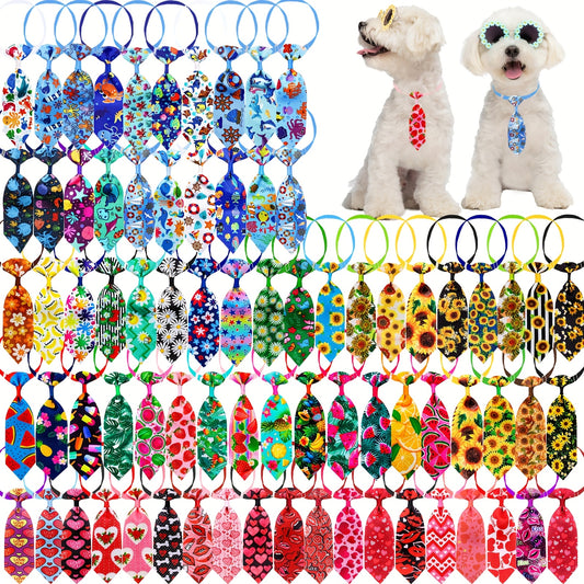 50 Pieces Adjustable Dog Bowties Multi Style Washable Pet Grooming Accessories in Mixed Colors