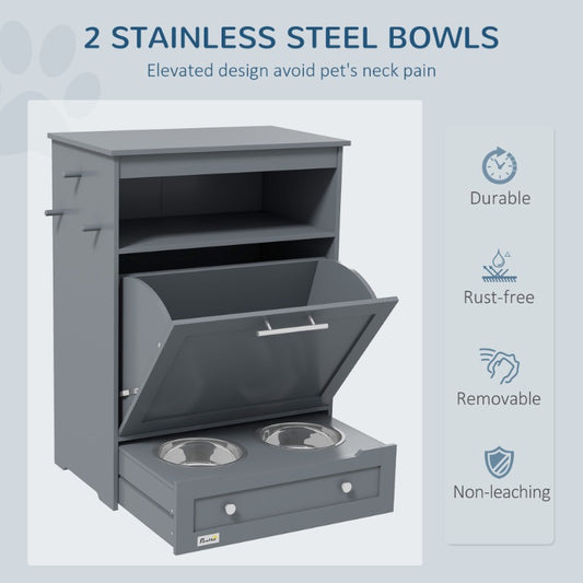 PawHut Large Dog Food Storage Container With Bowls Modern