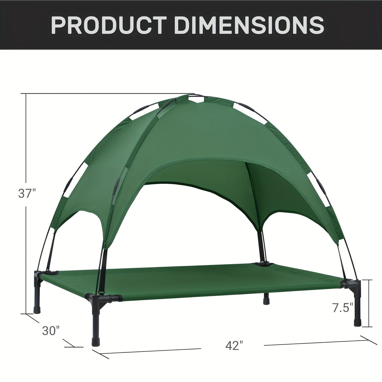 Heeyoo 42 Inch Raised Dog Bed with Canopy for Indoor Outdoor Use and UV Protection