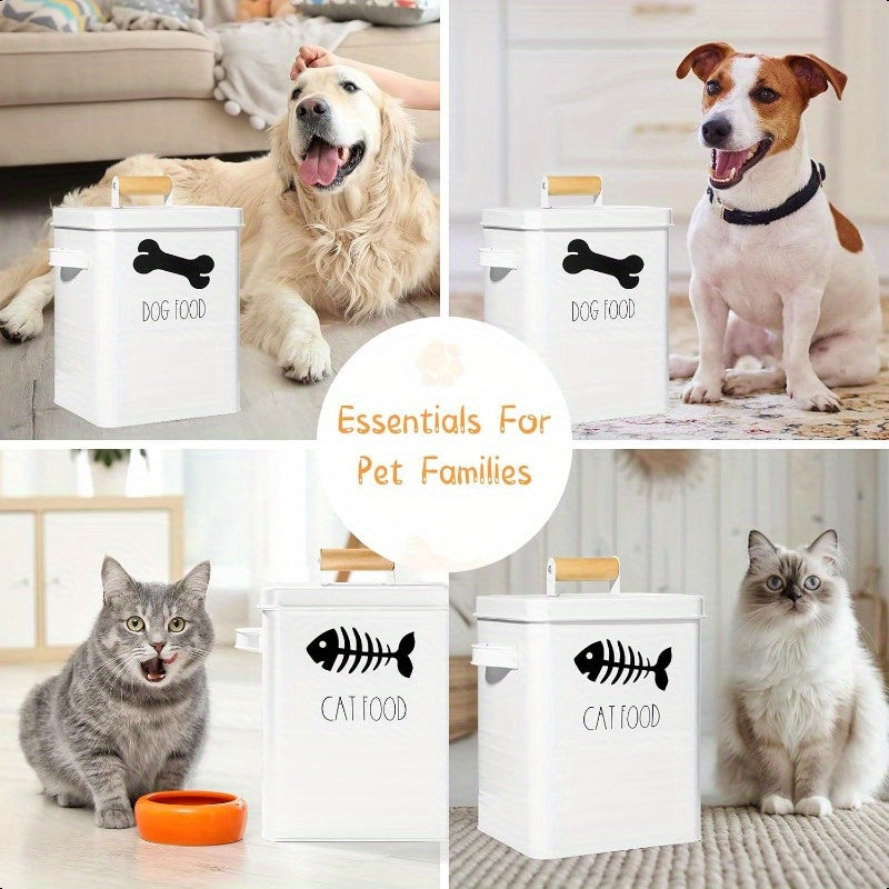Airtight Cat Food Storage Container With Metal Lids