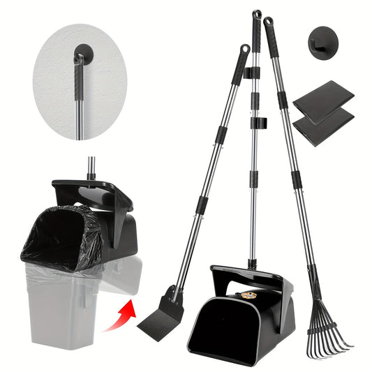 Large Swivel Pooper Scooper with Rake and Spade Plus 20 Waste Bags for Easy Pet Cleanup