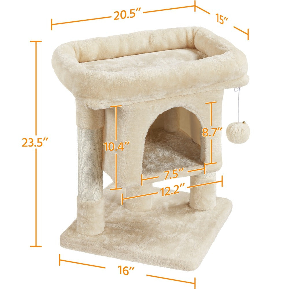 Costoffs 23.5 Inch Cat Tree Tower with Cozy Condo and Sisal Scratching Posts for Indoor Cats
