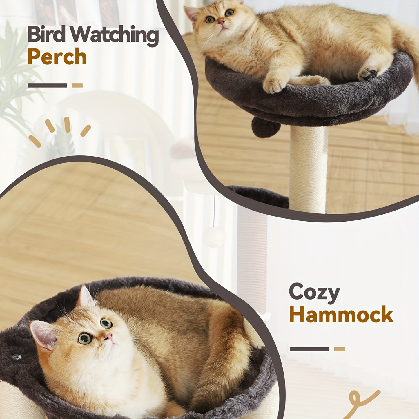 FluffyDream 27.8 Inch Multi-Level Cat Tree Tower for Indoor Cats and Kittens in Creamy Gray