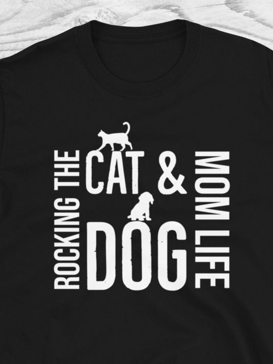 Funny Dog and Cat Mom Shirt Gift for Pet Owners Casual Cotton Tee for Animal Lovers