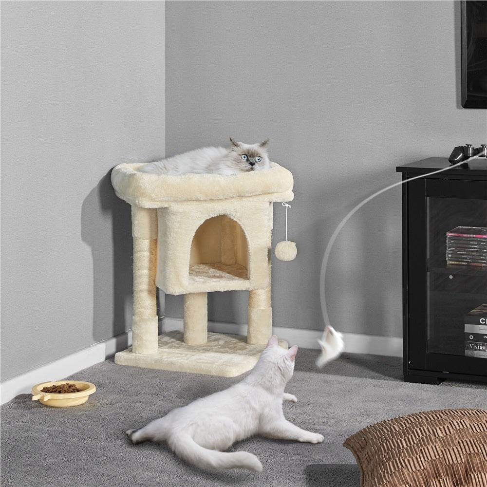 Costoffs 23.5 Inch Cat Tree Tower with Cozy Condo and Sisal Scratching Posts for Indoor Cats