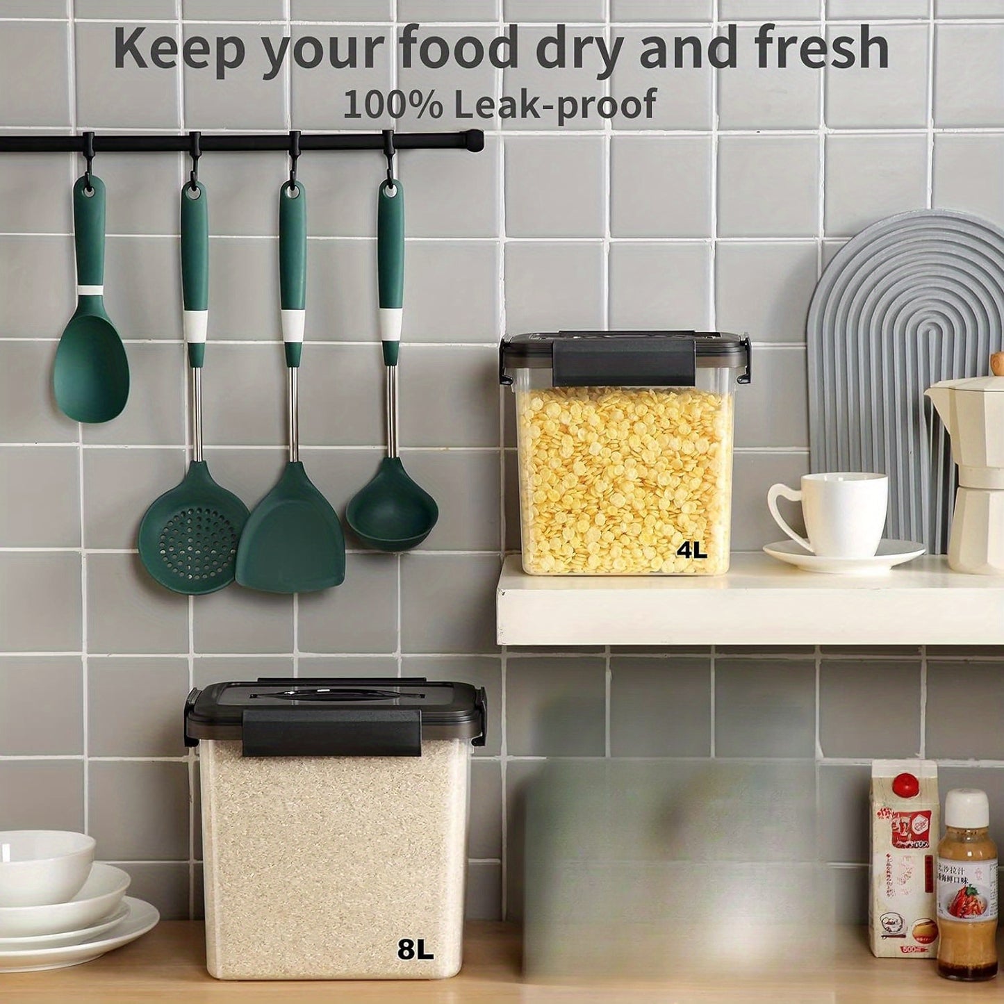 Airtight Stackable Dog And Cat Food Storage Containers Black