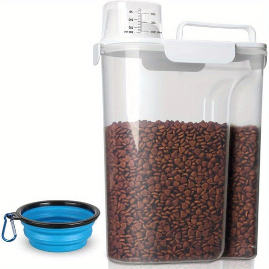 57 Lb Airtight Pet Food Storage Dispenser With Bowl
