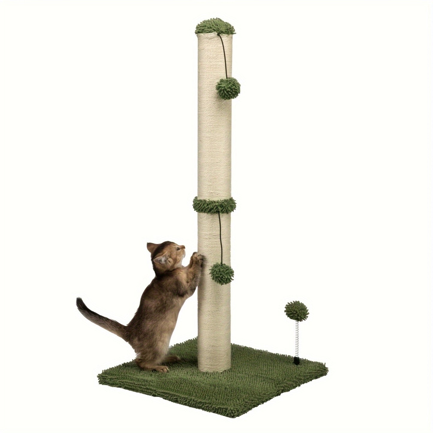 Ecoboom 34 Inch Tall Cat Scratching Post with Hanging Ball for Indoor Cats