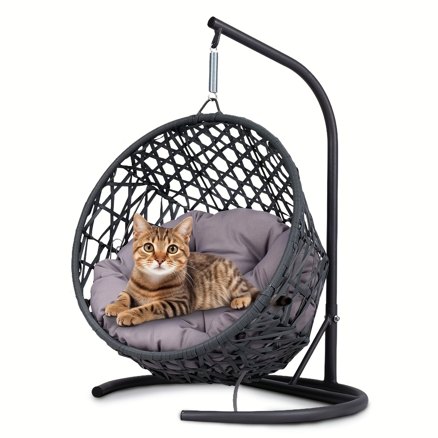 Indoor Hanging Cat Swing Bed With Stand And Plush Cushion