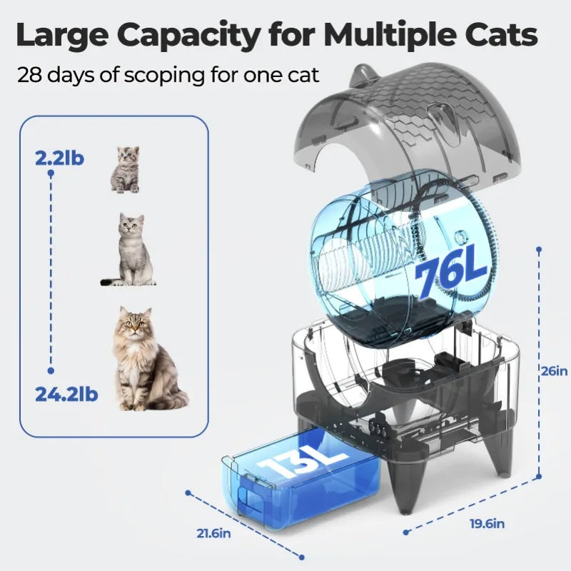 Automatic Self Cleaning Cat Litter Box App Control Plus