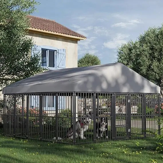 Large Outdoor Dog Kennel 10x10 Feet Heavy Duty Cage With Roof And Safety Locks