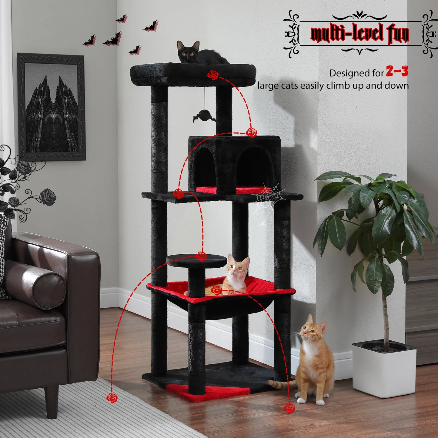 5 Level Indoor Cat Tree With Hammock And Sisal Posts