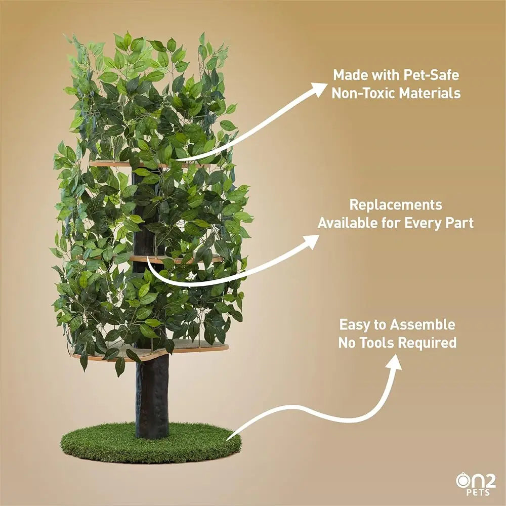 USA Made Cat Tree With Leaves Indoor Cat Condo Multi Level