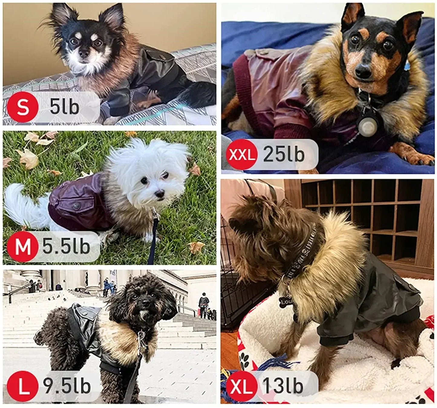Waterproof PU Dog Winter Coat With Faux Leather Jacket